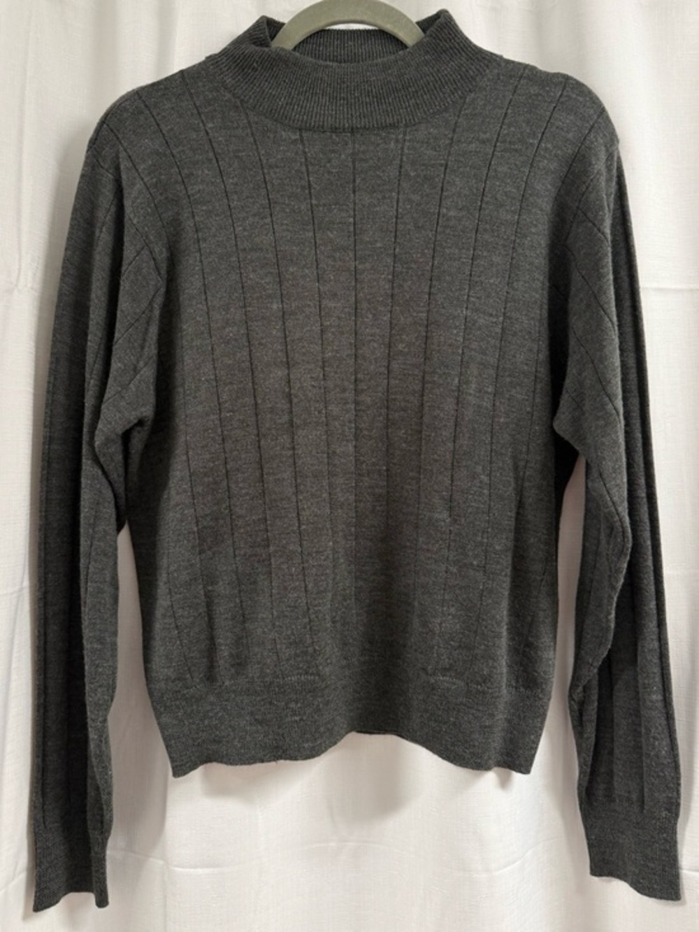 Jennifer Moore Gray Ribbed Mock Neck Knit Sweater Women’s Large